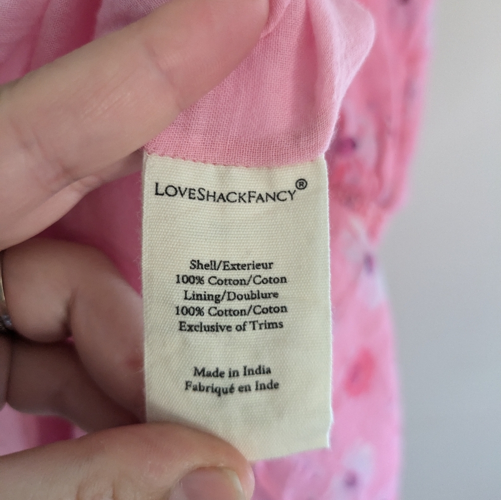 LoveShackFancy Norelli Pink Mini Ruffle Dress Size XL - Picture 8 of 8
